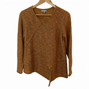 Habitat Asymmetrical Knit Sweater Womens S Orange Multicolour Pullover Lagenlook